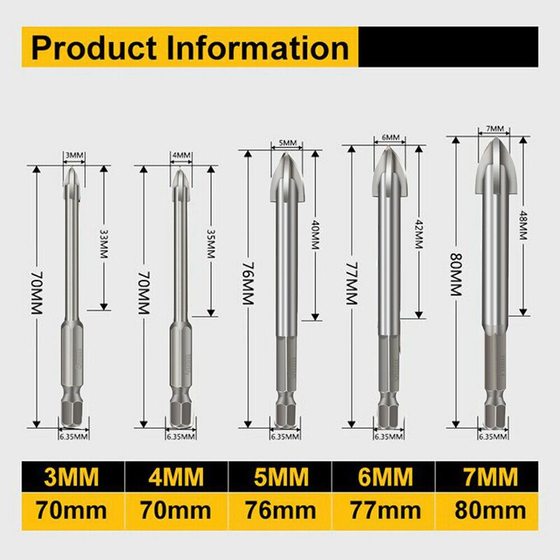 Efficient Universal Drilling Bits - Set of 5 - Laric